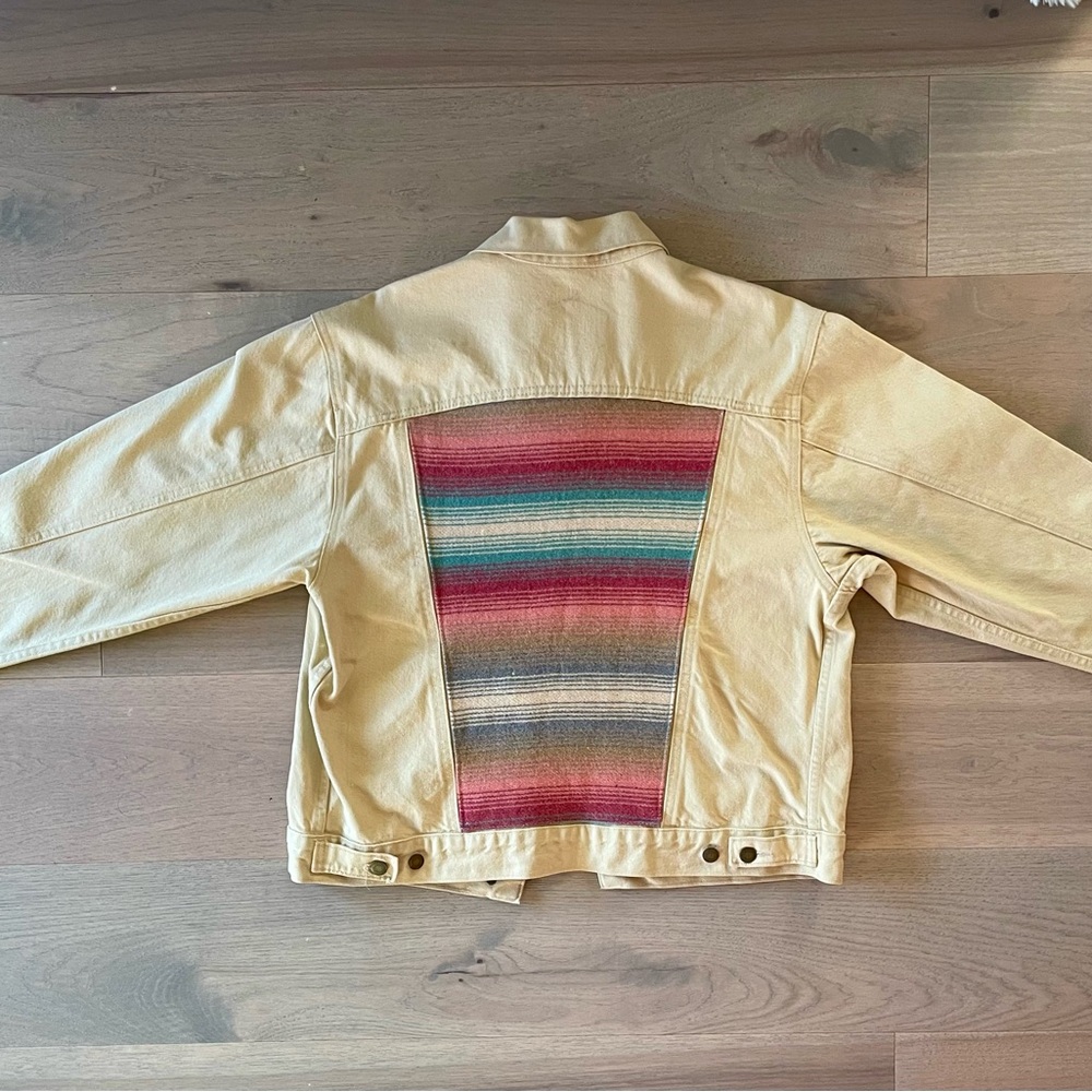 VTG Woolrich Denim Jacket with Wool Santa Fe Style Panels - Picture 3 of 11